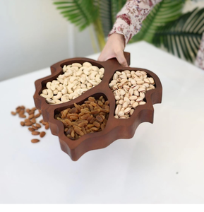 Plateau ovale classique en bois à 3 compartiments pour collations et fruits secs à la maison, à prix compétitif - Product Image 4
