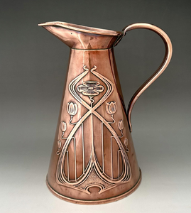 Vintage <b>copper</b> pitcher showcasing a beautiful traditional floral motif and brass <b>handle</b>, available at wholesale price - Product Image 6
