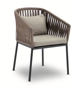 Chaise d'extérieur moderne en corde tressée de style nordique, confortable, avec structure en aluminium et coussin en tissu, idéale pour hôtels et jardins - Product Image 3