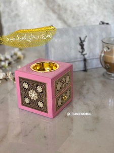 Pink Square Incense <b>Burner</b> With Gold Trim And Islamic Pattern Design Aromatherapy Use All Season Decorative Incense <b>Burner</b> - Product Image 1