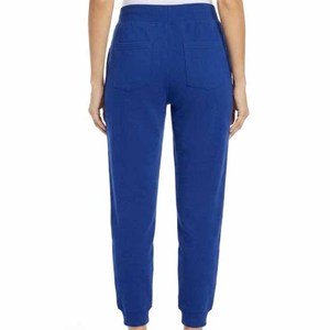 Pantalon de survêtement en molleton bleu personnalisé pour femme, taille mi-haute, cordon de serrage, couleur unie, poches, tricoté, coupe droite, automne - Product Image 2