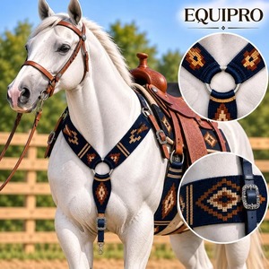 EQUIPO PERSONALIZADO: Conjunto de Cinturón y Pechera para Caballo en Color Morado con Patrón de Diamantes del Suroeste y Hebillas de Cuero con Conchos - Product Image 3