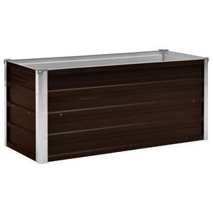 Jardinière surélevée durable en acier galvanisé marron, 39,4 x 15,7 x 17,7 po - Product Image 2