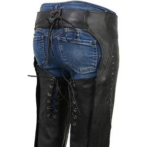 Samroz Sports Premium Leather Seamless Fusing Motorcycle <b>Riding</b> <b>Chaps</b> for Women Bikers All Seasons - Product Image 2