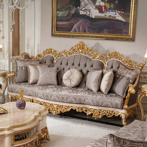 Juego de Sofás de Madera de Teca Estilo Turco de Lujo, Clásico Europeo, Tallado a Mano, Ecológico, Muebles Antiguos para Sala de Estar - Product Image 2