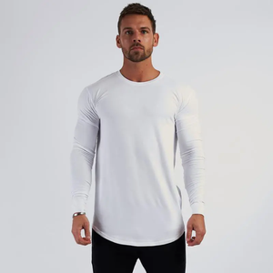 Camiseta Deportiva Casual de Manga Larga para Hombre, 100% Algodón, Secado Rápido, Corte Ajustado, Color Sólido, con Bolsillo, Tejido de Punto - Product Image 2