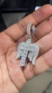 Colgante de Moissanita con Alas de Ángel y Cruz, Chapado en Rodio sobre Plata 925, Amuleto Religioso, Estilo Hip Hop Unisex - Product Image 5