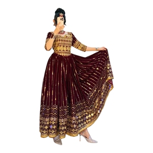 Customized Afghan Kuchi <b>Dress</b> Women Heavy Embroidery Velvet Fabric Afghan <b>Dress</b> Knee-Length Long Sleeves Breathable Casual <b>Dress</b> - Product Image 1