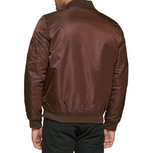 Blouson bomber marron pour homme, couleur unie, col rabattu, fermeture éclair, vêtement décontracté pour l'automne, coupe classique, matière polyester - Product Image 3
