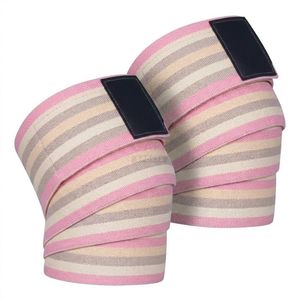 <b>White</b> Black Striped Natural Rubber PVC Professional Protection Powerlifting Training Weightlifting Knee <b>Wraps</b> Elastic Gym Squat - Product Image 2