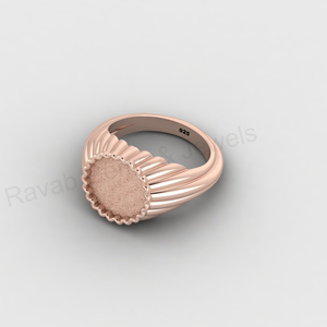 18K Gold Plated 925 Sterling Silver 12mm Blank Bezel Cup Texture Band Signet <b>Ring</b> Cabochon Setting Breastmilk <b>Resin</b> Ashes Bag - Product Image 2