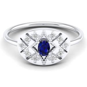 Anillo de Compromiso REYES Hecho a Mano en Plata de Ley 925 con Zafiro Azul y Halo de Moissanita para Ocasiones Especiales - Product Image 5