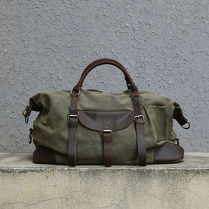 กระเป๋าเดินทางหนังและผ้าใบแฟชั่นแบบซิป OEM ขายส่ง รุ่นวินเทจ กันน้ำ กระเป๋าถือแบบดัฟเฟิล LCTB-0015 - Product Image 3