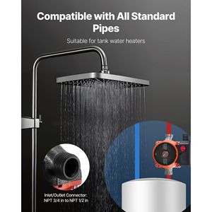 Sistema di Pompa di Ricircolo Acqua Calda 10 GPM, Circolazione Istantanea, Controllo a 3 Velocità, 0.13 HP, 110/120V, NPT 3/4 Pollici - Product Image 6
