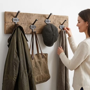 EWS Cast Iron Double <b>Hook</b> Wall Mount Vintage Style Waterproof Adjustable Eco-Friendly Self-Adhesive Multifunction Heavy Duty - Product Image 5