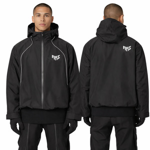 Men <b>Black</b> <b>Windbreaker</b> Jacket Hooded Lightweight Waterproof Outdoor Streetwear Custom Bulk Manufacturer USA - Product Image 6