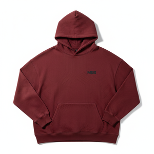 Sweat à capuche unisexe oversize en coton épais, coupe streetwear, couleur bordeaux, molleton uni, épaules tombantes - Product Image 6
