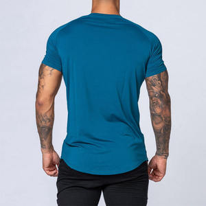 <b>Men's</b> Slim Fit Teal Short Sleeve O-Neck <b>T</b>-<b>Shirt</b> Solid Color Jersey Knitted Quick Dry Casual Blank Design - Product Image 3