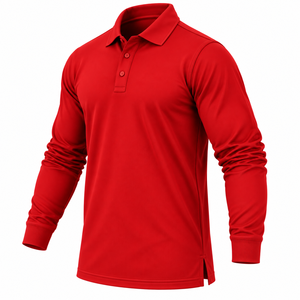 Custom <b>Men</b> Long Sleeve Polo <b>Shirt</b> Casual Pique Golf <b>Shirt</b> Button Placket Solid Color Custom <b>Mens</b> Long Sleeve Polo <b>Shirt</b> - Product Image 5