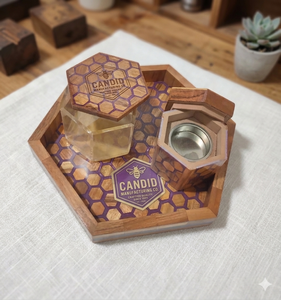Venta caliente Bakhoor con bandeja Diseño único moderno Juego de bandejas de resina epoxi de madera con quemador Bakhoor y Mini quemador de madera Mubakhar - Product Image 1