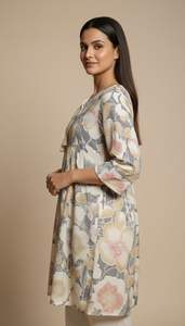 Vestido Bohemio de Alta Costura con Encaje Mini Estampado, 100% Algodón Premium - Product Image 2