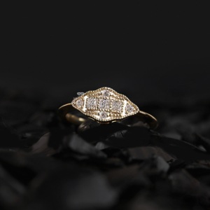 Vintage Princess Cut Lab Grown Diamond Ring Milgrain Halo Engagement Ring 14K Gold Antique <b>Bridal</b> Wedding Ring Wholesale - Product Image 1