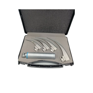 Set manual de laringoscopio convencional Mac con 4 hojas (12, 3, 4), mango mediano, de acero inoxidable alemán, set de laringoscopios Tegra, aprobado por CE - Product Image 1