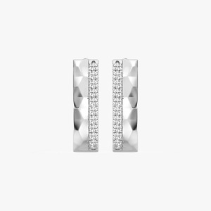 Pendientes de Aro con Diamantes Cultivados en Laboratorio de 0.50CTW, Oro Blanco de 14K, Corte Brillante Redondo, Texturizados, con Certificación IGI, para Mujer, a la Moda - Product Image 5