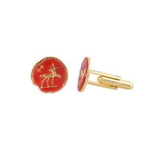 Mancuernillas de Lujo con Diseño de Ciervo en Esmalte Rojo y Baño de Oro para Hombre, Accesorios Formales para Camisa, Regalo de Boda o Negocios - Product Image 5