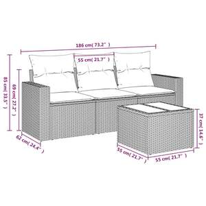 Ensemble de canapés de patio en polyrotin marron avec coussins, sièges pour 4 personnes, meubles d'extérieur contemporains - Product Image 5