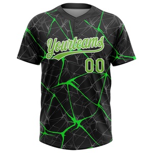 Maillot de softball noir et vert néon le plus vendu, motif éclair craquelé, 100 % polyester, maille œil-de-perdrix, logo personnalisé, usine OEM - Product Image 2