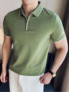 เสื้อโปโลแขนสั้นถักสำหรับผู้ชายแบบสั่งทำพิเศษจาก MRI สีพื้น ดีไซน์ซิป ¼  ระบายอากาศได้ดี ทรงปกติ ผลิตจากโพลีเอสเตอร์ - Product Image 5