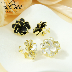 New Trendy 14k Gold Color Enamel <b>Stud</b> <b>Earrings</b> European Non Tarnish Jewelry Hypoallergenic Flower <b>Earring</b> For Women - Product Image 4