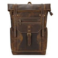 Sac à dos vintage Adimani 2025 en cuir véritable fait main, sac à dos de voyage en cuir de buffle, sac à dos de randonnée avec fermeture éclair pour hommes