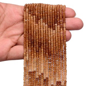 AAA Hessonite 3mm-4mm Micro Faceted Rondelle Beads Natural Multi Hessonite <b>Garnet</b> Semi Precious Gemstone Loose Beads For Jewelry - Product Image 2