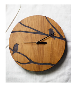 Wooden <b>Wall</b> <b>Clock</b> Round Modern Wood <b>Wall</b> <b>Clock</b> <b>Silent</b> Quartz Analog Bird Branch Pattern Decoration Wood <b>Wall</b> <b>Clock</b> - Product Image 1