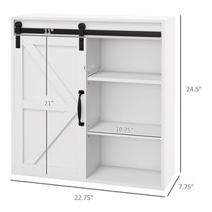 Armadietto da Parete Classico e Lussuoso in MDF Bianco con Porta Scorrevole e Ripiano Regolabile (22.75x7.75x24.5) - Product Image 3