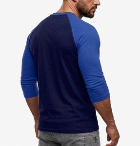 Vente en gros de chemises à manches courtes pour hommes personnalisées, décontractées, à blocs de couleurs contrastées, style raglan, t-shirts de baseball - Product Image 4