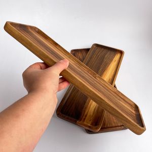 Walnut Wood Handmade Wooden Serving Tray Rectangle Minimalist Design Solid Color Dishwasher Safe Eco-Friendly Dishes & <b>Plates</b> - Product Image 5