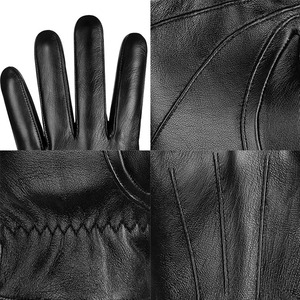Gants d'hiver rétro en cuir de mouton véritable pour hommes, compatibles écran tactile, pour usage quotidien et sportif, vente en gros usine - Product Image 3