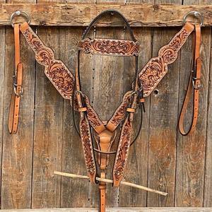 Ensemble de bridon et de harnais western en cuir fait main avec têtière et collier, de haute qualité, marque indienne - Product Image 6