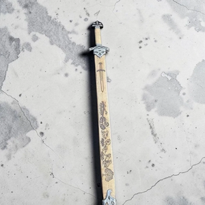 Handmade Damascus Steel <b>Sword</b> With Bamboo Scabbard Engraved Floral Design Traditional Collectible Decorative Display - Product Image 5