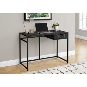 Scrivania Moderna per Ufficio Domestico da 42 Pollici con Laminato Effetto Marmo Nero e Design Contemporaneo in Metallo, Cassetto Portaoggetti per Laptop - Product Image 5
