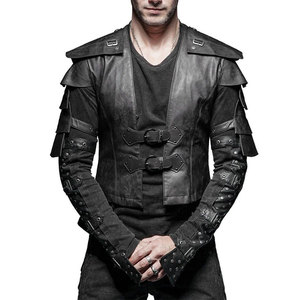 Mens Vest Waistcoat <b>Black</b> Faux Leather Goth Steampunk <b>Victorian</b> Punk Emo Style 2026 - Product Image 3