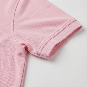 Polo en piqué de coton rose à manches courtes pour homme, décontracté, respirant, coupe classique, design tricoté uni - Product Image 6