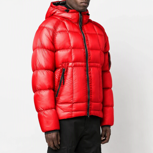 <b>Men</b> Hooded Puffer Jacket <b>Winter</b> <b>Warm</b> Breathable Fleece Zipper Closure Casual Solid Color Polyester <b>Coat</b> - Product Image 5