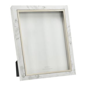 Premium <b>Designer</b> White Marble Effect Picture <b>Frame</b> with Silver Metal Trim for Home Decor & Photo <b>Frame</b> - Product Image 1