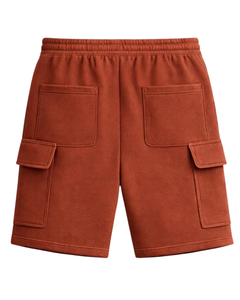 Shorts cargo pour hommes orange rouille, taille élastique, cordon de serrage, streetwear décontracté, multi-poches, shorts d'été, logo personnalisé, fabricant OEM - Product Image 5