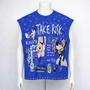 OEM custom t-shirt manufacturer men's acid-washed oversized 100% cotton crew neck custom logo print rhinestone streetwear vest - Product Image 6