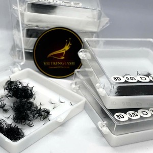 Extensions de cils personnalisées avec logo, volume 3D-8D, naturelles, longues, noires mates, courbure CC/DD/LD/M, base pointue thermocollée, cheveux synthétiques - Product Image 1